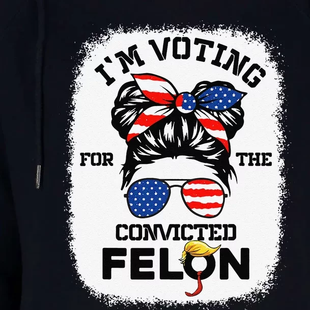 TrumpiM Voting Convicted Felon 2024 Vote Trump 45 47 Womens Funnel Neck Pullover Hood