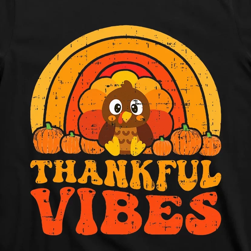 Thankful Vibes Cute Little Pilgrim Gift Thanksgiving T-Shirt