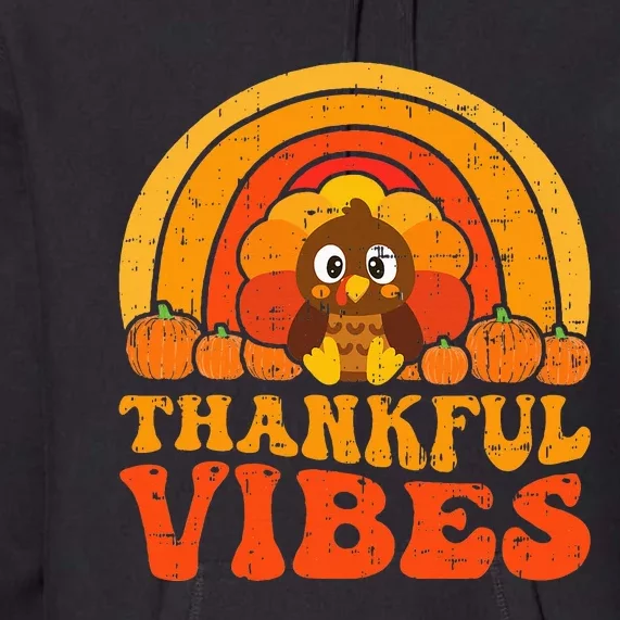 Thankful Vibes Cute Little Pilgrim Gift Thanksgiving Premium Hoodie