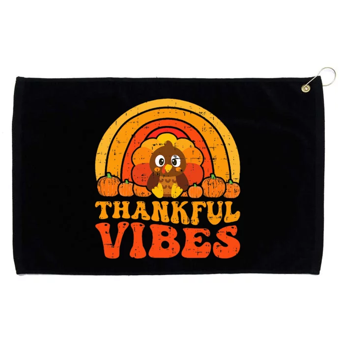 Thankful Vibes Cute Little Pilgrim Gift Thanksgiving Grommeted Golf Towel