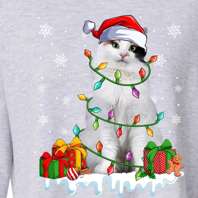 Turkish Van Cat Xmas Light Christmas Kitten Lover Gift Cropped Pullover Crew