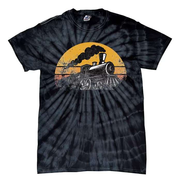 Train Vintage Distressed Retro Engineer Engine Conductor Tie-Dye T-Shirt