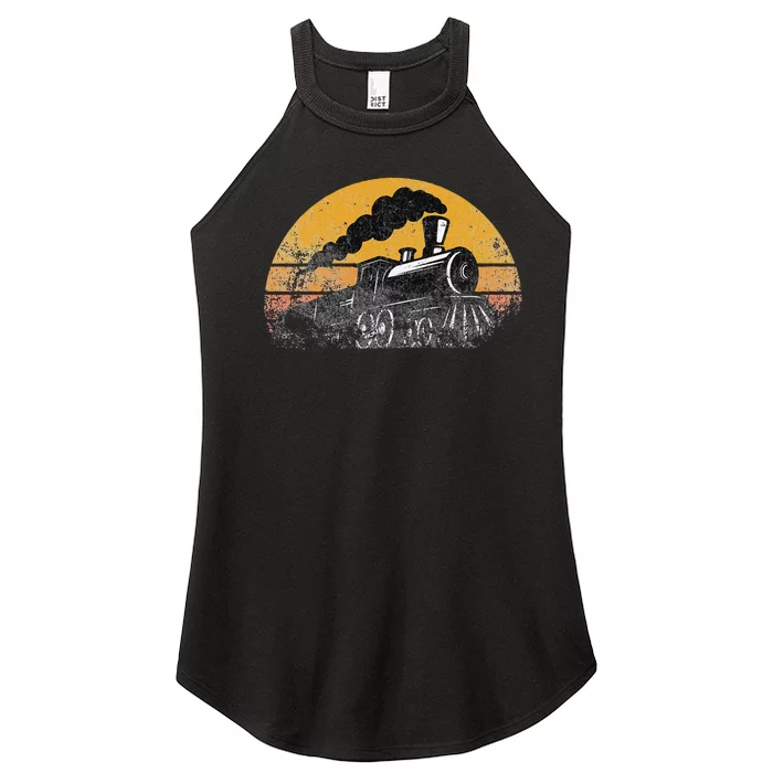 Train Vintage Distressed Retro Engineer Engine Conductor Women’s Perfect Tri Rocker Tank