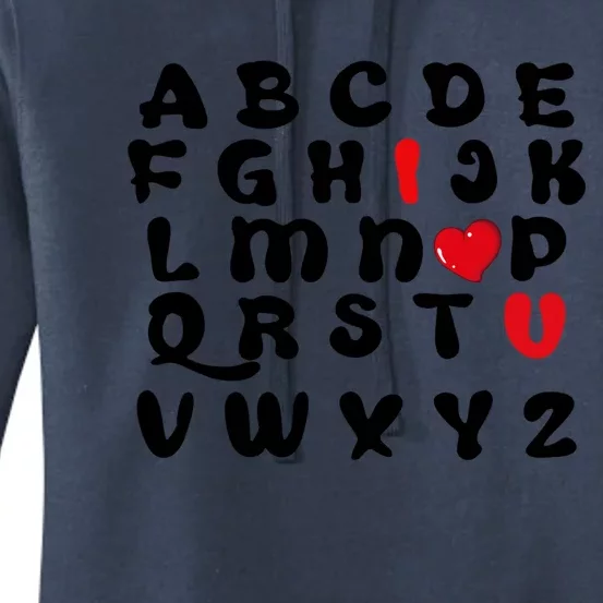 Teacher Valentines Day Abc Alphabet I Love You Gift Women's Pullover Hoodie