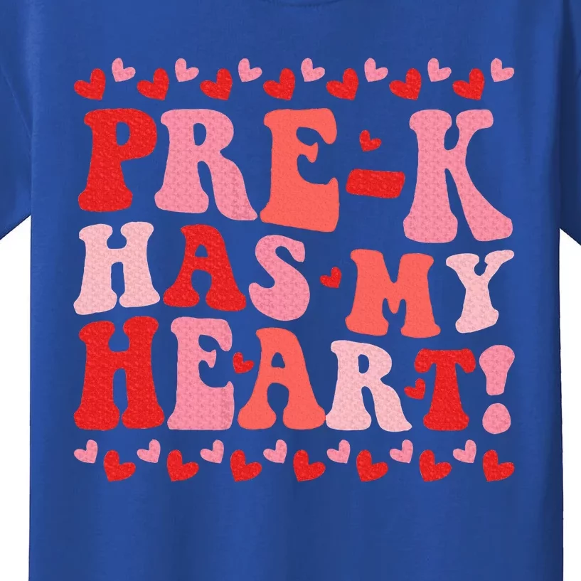 Teacher Valentines Day Prek Has My Heart Kids T-Shirt