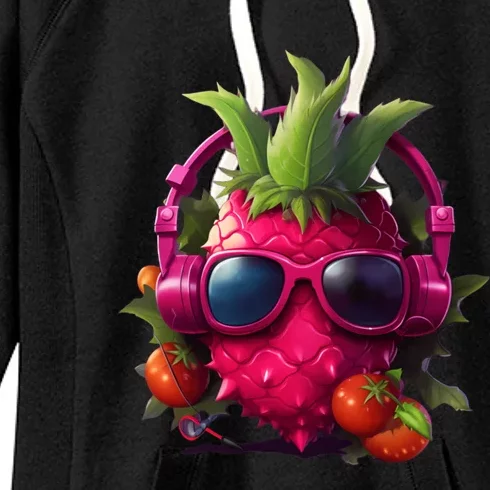 Tropical Vibes Dragon Fruit Summer Music DJ Style Women's Fleece Hoodie