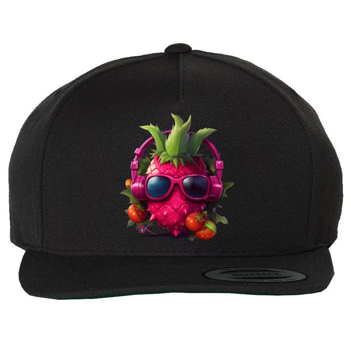 Tropical Vibes Dragon Fruit Summer Music DJ Style Wool Snapback Cap