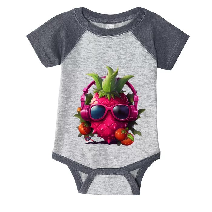 Tropical Vibes Dragon Fruit Summer Music DJ Style Infant Baby Jersey Bodysuit