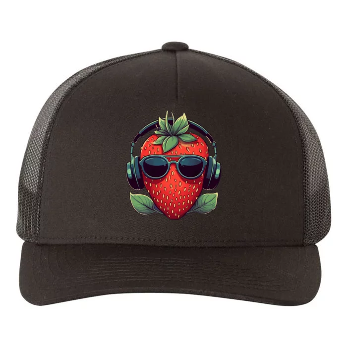 Tropical Vibes DJ Stawberry Summer Music Style Yupoong Adult 5-Panel Trucker Hat