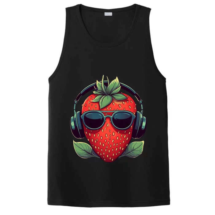 Tropical Vibes DJ Stawberry Summer Music Style Performance Tank