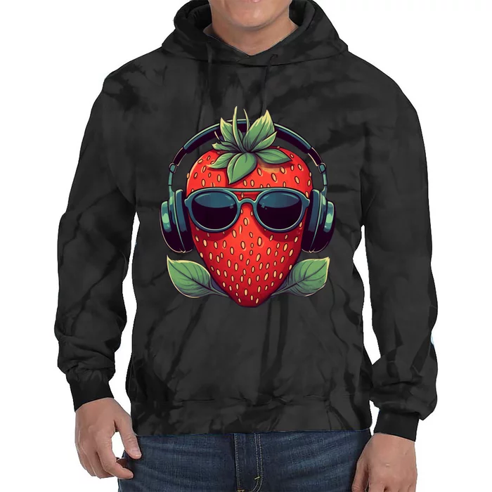 Tropical Vibes DJ Stawberry Summer Music Style Tie Dye Hoodie