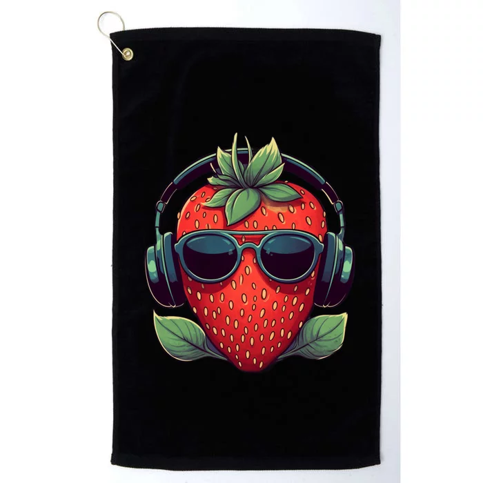 Tropical Vibes DJ Stawberry Summer Music Style Platinum Collection Golf Towel