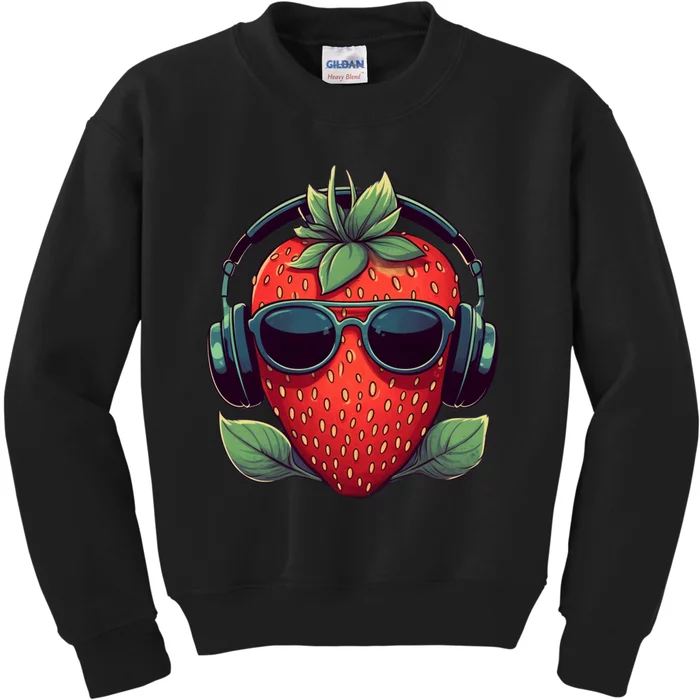 Tropical Vibes DJ Stawberry Summer Music Style Kids Sweatshirt