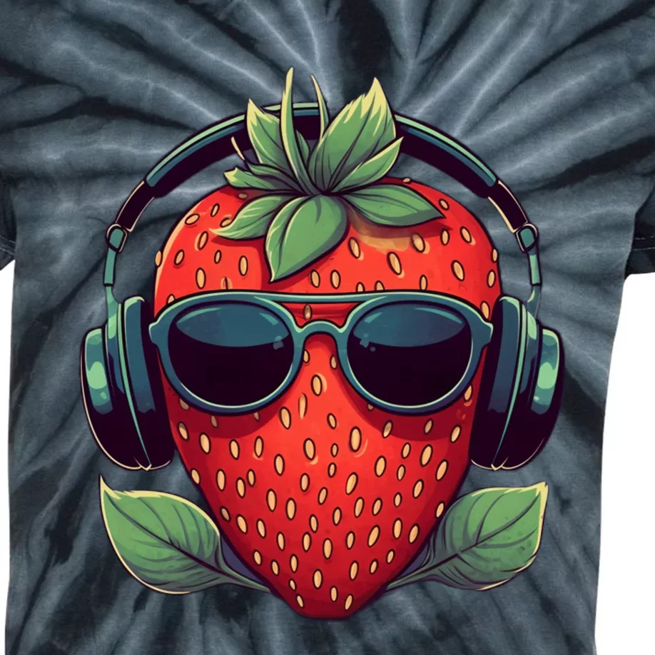 Tropical Vibes DJ Stawberry Summer Music Style Kids Tie-Dye T-Shirt