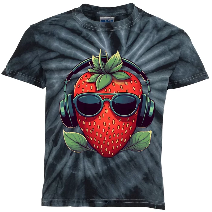 Tropical Vibes DJ Stawberry Summer Music Style Kids Tie-Dye T-Shirt