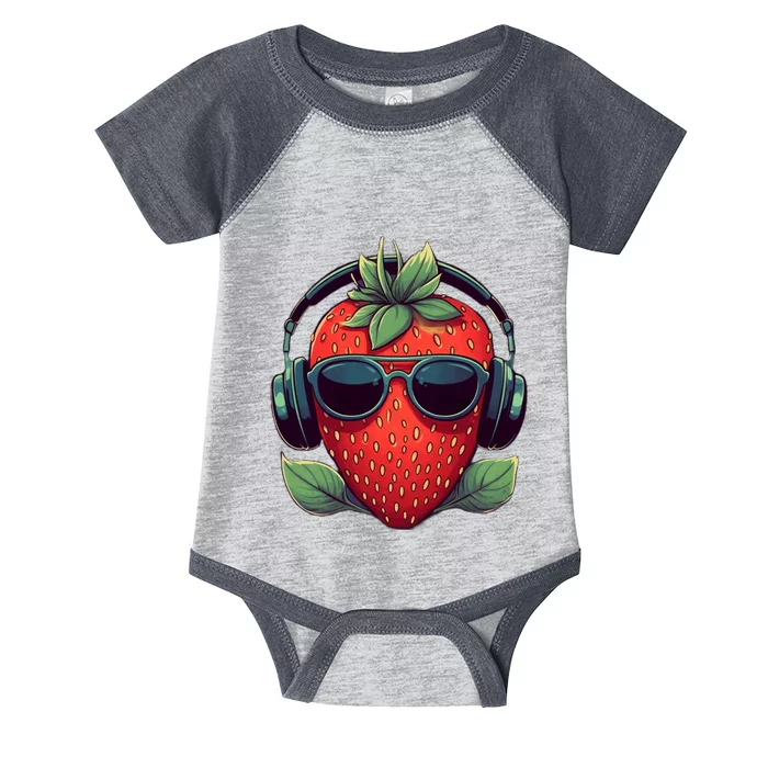 Tropical Vibes DJ Stawberry Summer Music Style Infant Baby Jersey Bodysuit