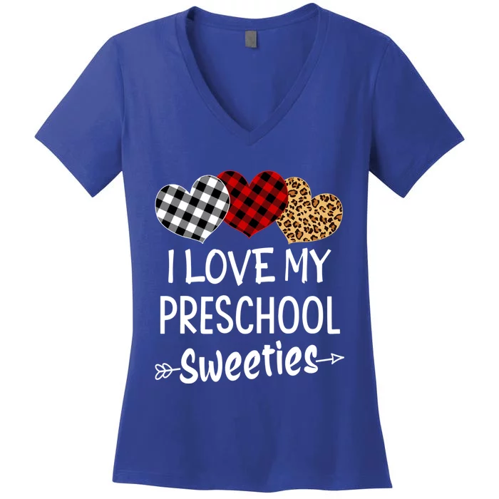 Teacher Valentines Day Gift I Love My Preschool Sweeties Cool Gift Women's V-Neck T-Shirt