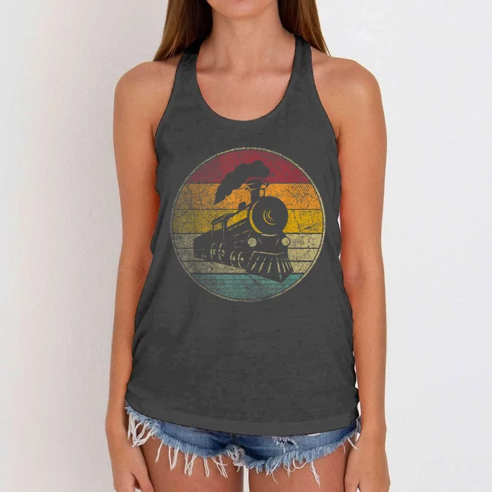 Train Vintage Distressed Retro Engineer Engine Conductor TShirt Women's Knotted Racerback Tank