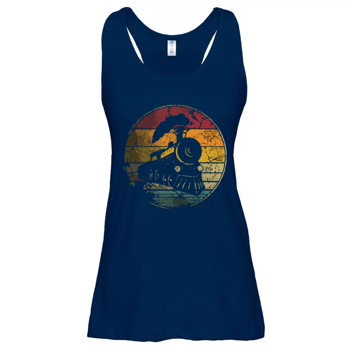 Train Vintage Distressed Retro Engineer Engine Conductor Ladies Essential Flowy Tank