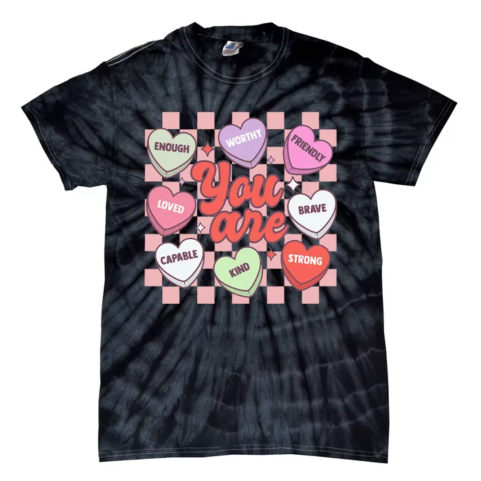 Teacher Valentines Day Candy Heart Tie-Dye T-Shirt