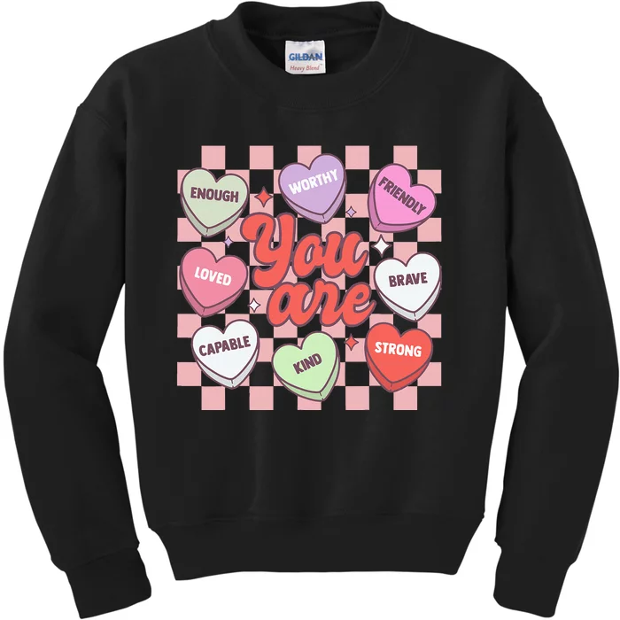 Teacher Valentines Day Candy Heart Kids Sweatshirt