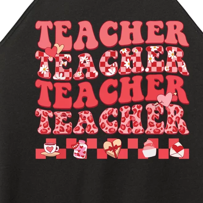 Teacher Valentines Day Hippie Sweet Heart Teacher Women’s Perfect Tri Rocker Tank