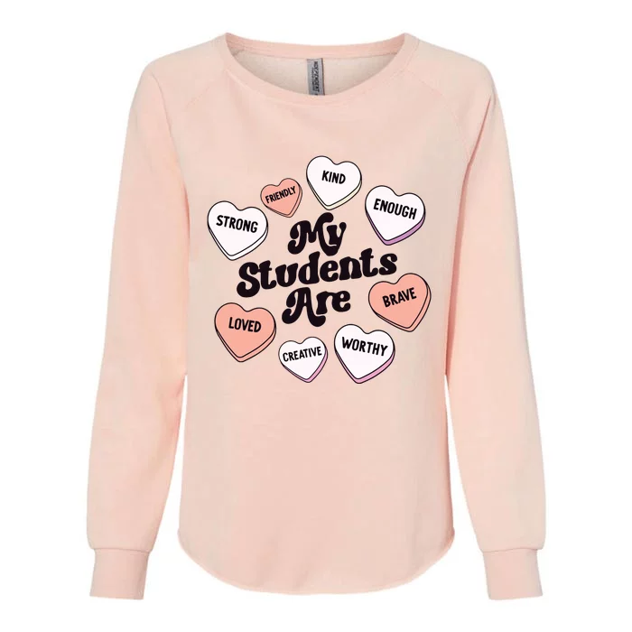 Teacher Valentines Day Positive Affirmations Candy Hearts Womens California Wash Sweatshirt