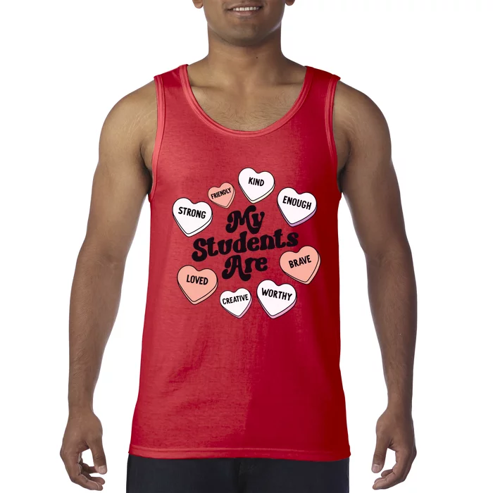 Teacher Valentines Day Positive Affirmations Candy Hearts Tank Top