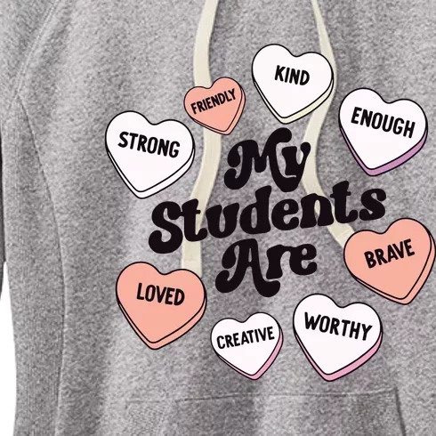 Teacher Valentines Day Positive Affirmations Candy Hearts Women's Fleece Hoodie