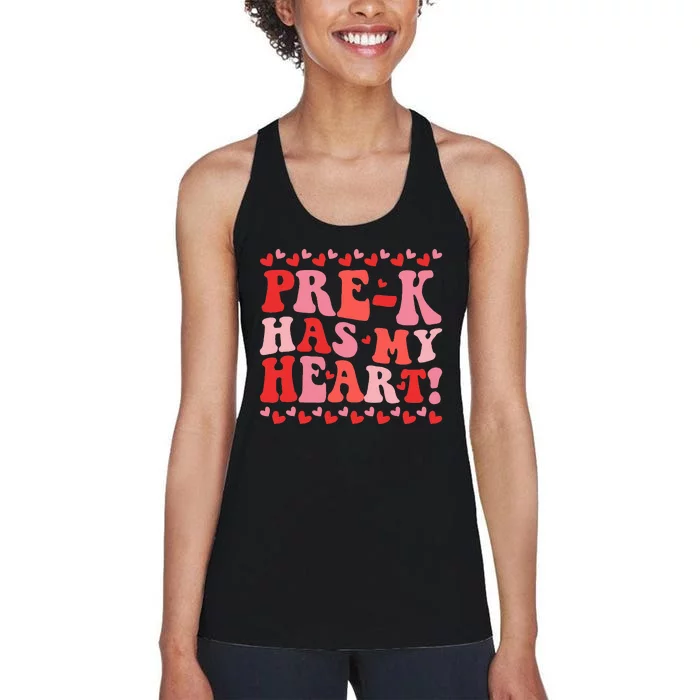 Teacher Valentines Day Prek Has My Heart Women's Racerback Tank