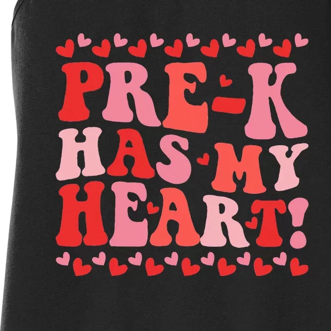 Teacher Valentines Day Prek Has My Heart Women's Racerback Tank