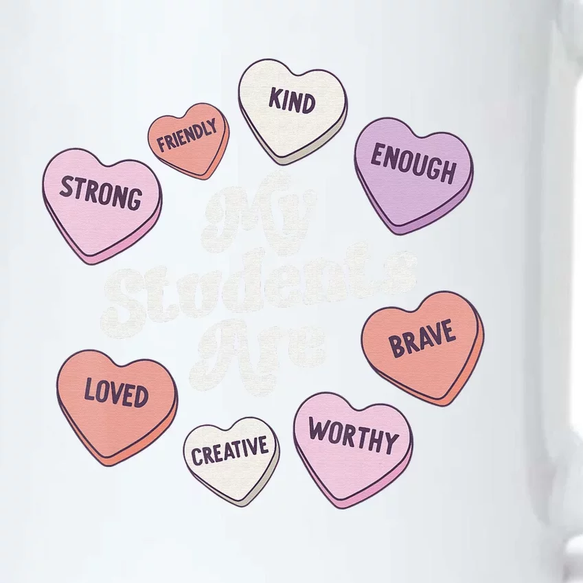 Teacher Valentines Day Positive Affirmations Candy Hearts Black Color Changing Mug