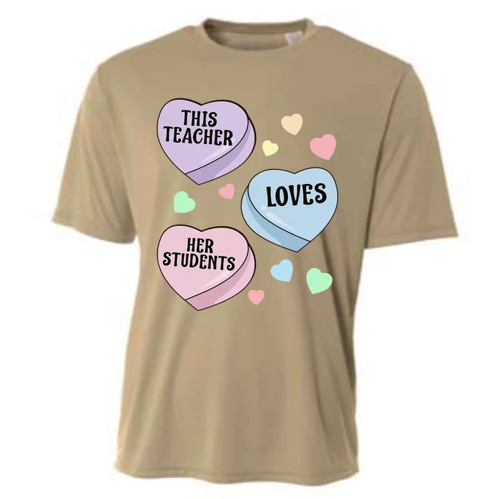 Teacher Valentine's Day THIS TEACHER LOVES HER STUDENTS Cooling Performance Crew T-Shirt