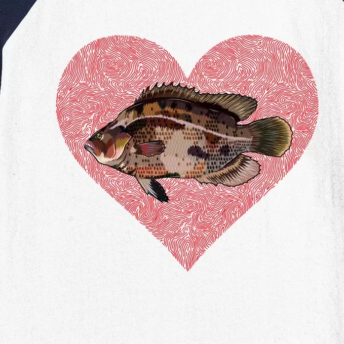 Tripletail Valentines Day Fish Love Fingerprint Cool Gift Baseball Sleeve Shirt