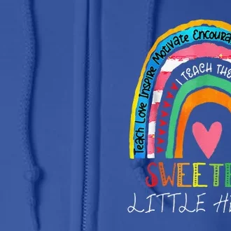 Teacher Valentines Day Teacher Rainbow Sweetest Hearts Full Zip Hoodie