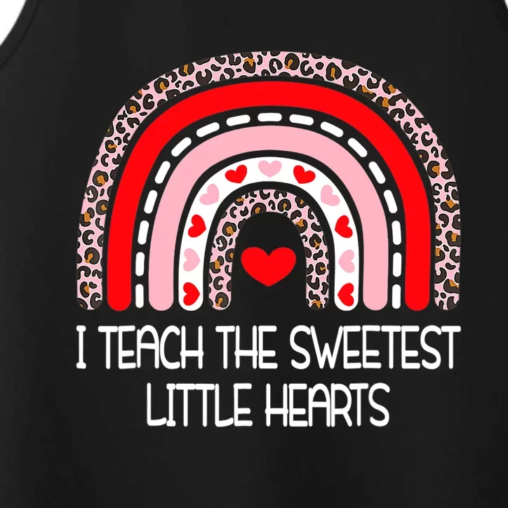 Teacher Valentines Day I Teach The Sweetest Hearts Rainbow Performance Tank