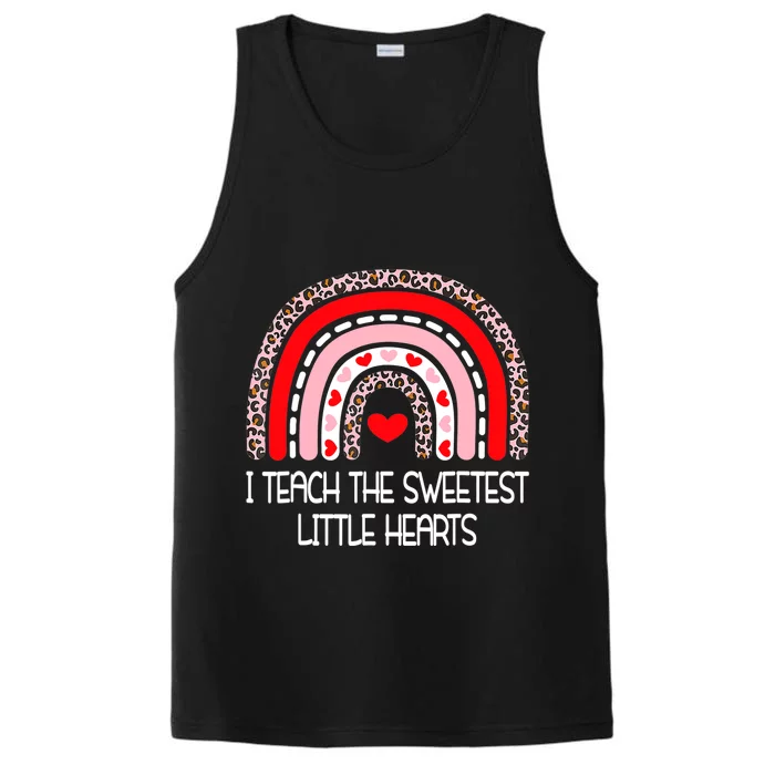 Teacher Valentines Day I Teach The Sweetest Hearts Rainbow Performance Tank