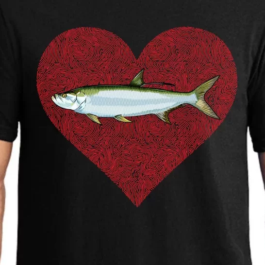 Tarpon Valentines Day Fish Love Fingerprint Gift Pajama Set