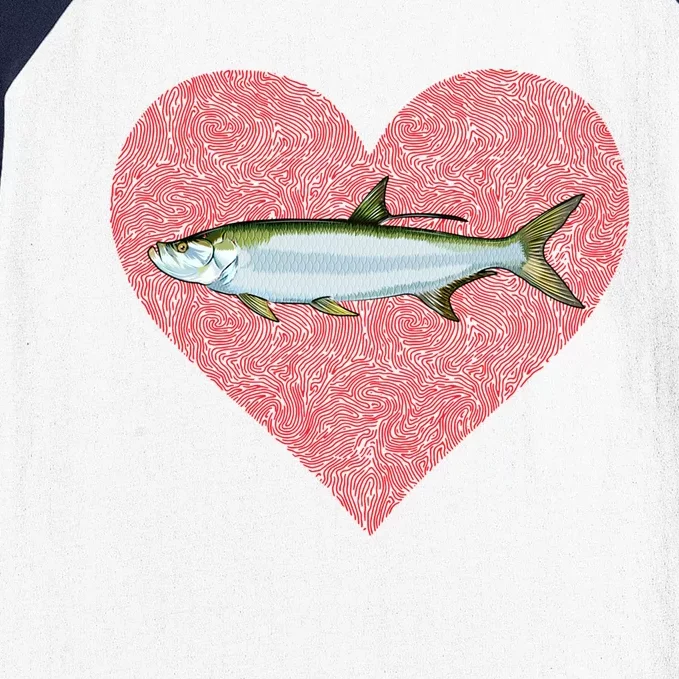 Tarpon Valentines Day Fish Love Fingerprint Gift Baseball Sleeve Shirt