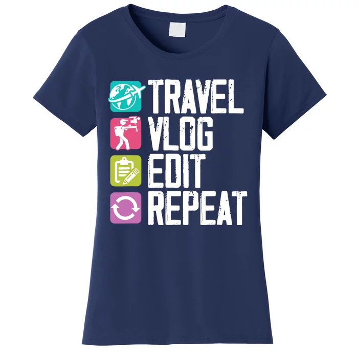 Travel Vlog Edit Vlogger Videographer Video Editor Vlogging Women's T-Shirt