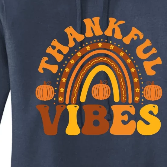 Thankful Vibes Funny Thanksgiving Dinner Rainbow Autumn Fall Gift Women's Pullover Hoodie