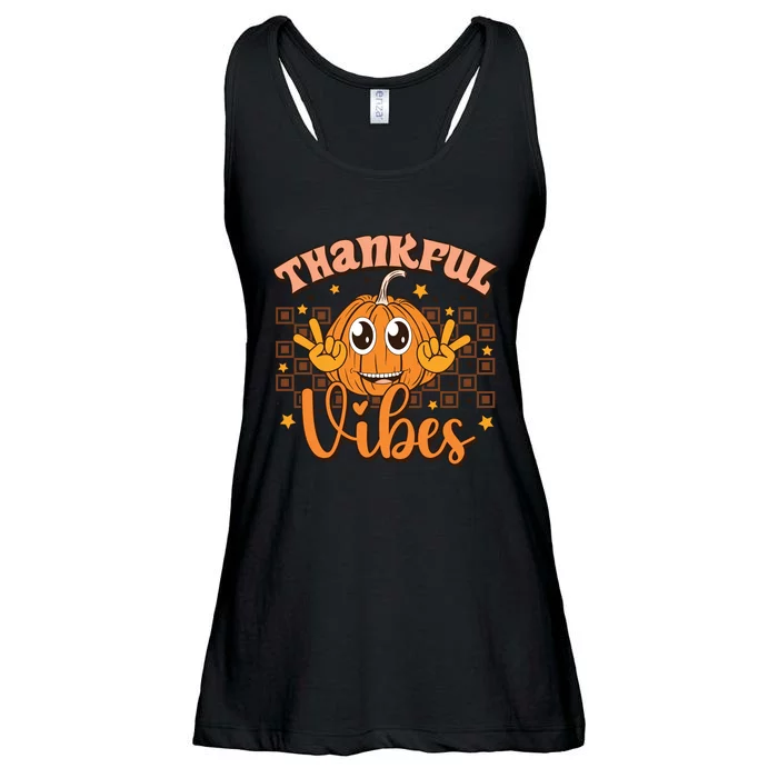 Thankful Vibes Fall Vibes Autumn Season Thanksgiving Pumpkin Spice Funny Ladies Essential Flowy Tank