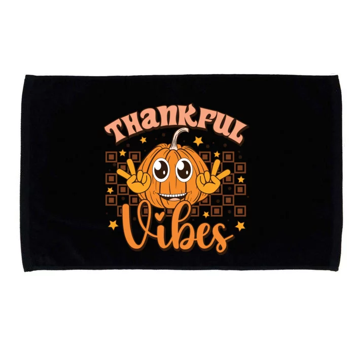 Thankful Vibes Fall Vibes Autumn Season Thanksgiving Pumpkin Spice Funny Microfiber Hand Towel