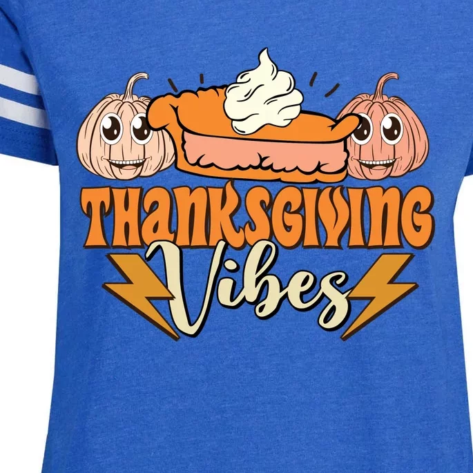 Thanksgiving Vibes Fall Vibes Autumn Season Thanksgiving Pumpkin Spice Funny Enza Ladies Jersey Football T-Shirt