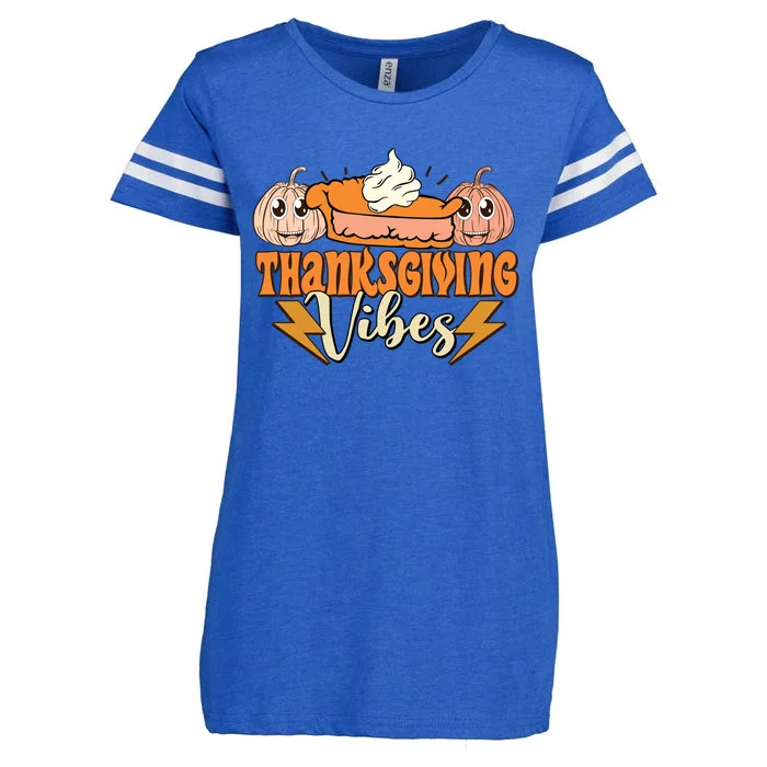 Thanksgiving Vibes Fall Vibes Autumn Season Thanksgiving Pumpkin Spice Funny Enza Ladies Jersey Football T-Shirt