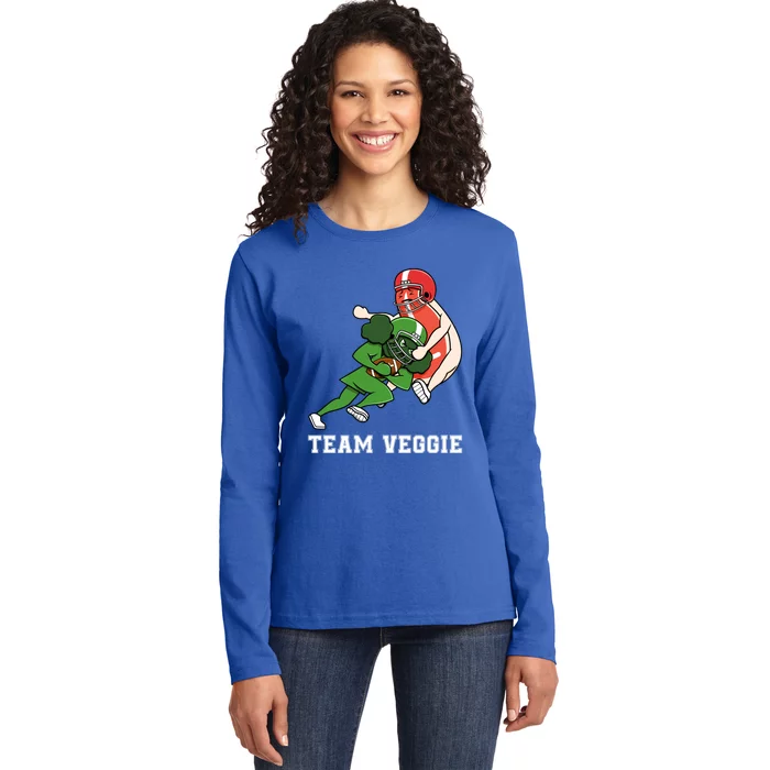 Team Veggie Football Vegetarian Plant Powered Gift Ladies Long Sleeve Shirt