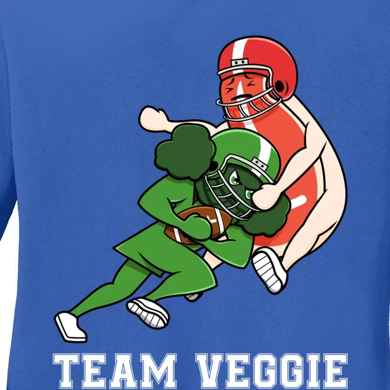 Team Veggie Football Vegetarian Plant Powered Gift Ladies Long Sleeve Shirt