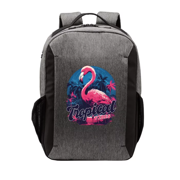 Tropical Vibes Flamingo Retro Palm Tree Vector Backpack