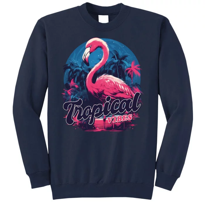 Tropical Vibes Flamingo Retro Palm Tree Tall Sweatshirt