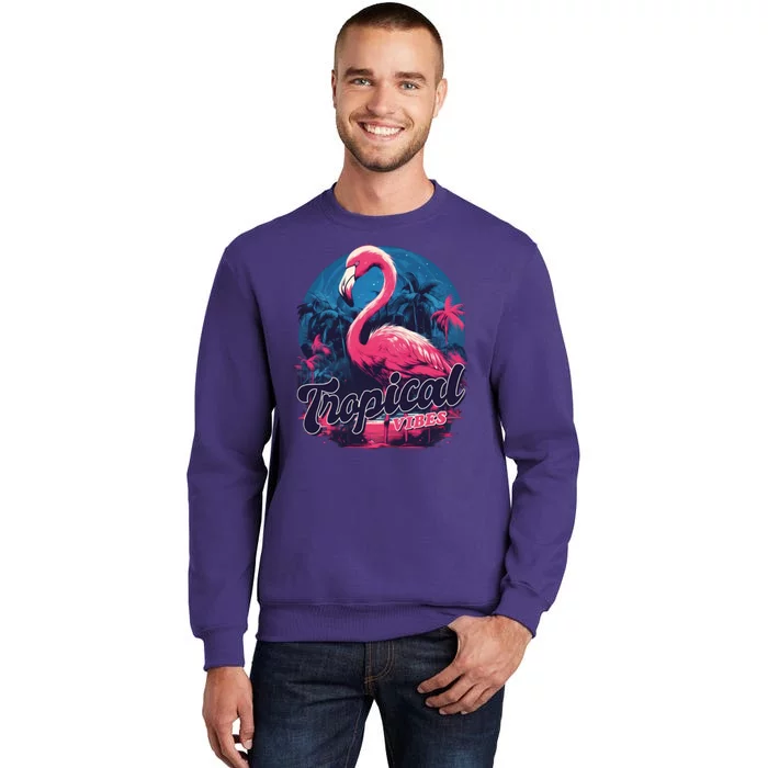 Tropical Vibes Flamingo Retro Palm Tree Sweatshirt